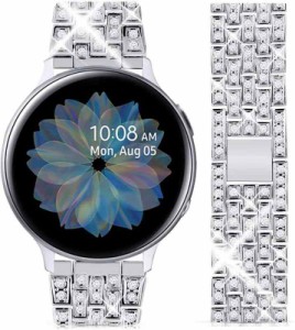 Goton ジュエリーバンド Samsung Galaxy Watchバンド レディース キラキラ光るダイヤモンドクリスタルストラップ ステンレスメタル交換用