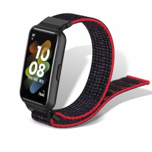 MosFoil Huawei Band 7 対応 バンド 交換ベルト ベルクロデザイン サイズ調節可能 編組バンド ナイロン製 弾力性 柔らかく快適 マジック