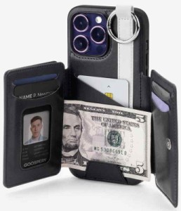 Goospery Flex Wallet iPhone 14 Case用に設計された, ［d］［7 カードスロット & キャッシュ］ リングホルダー付き多めのカード収納フラ