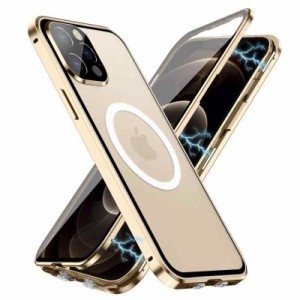 Jonwelsy 携帯電話 ケース iPhone 12 Pro Max 6.7 インチ 用 360度前面 強化ガラス 背面 Magsafe対応 マグネット搭載 磁気吸着 金属フレ