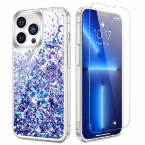 Caka ケース iPhone 13 Pro Max対応 iPhone 13 Pro Max用 キラキラケース レディース ガールズ キラキラ光る 液体 流砂 クリア TPU 携帯