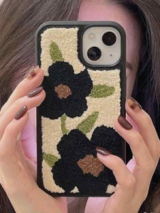 saymi iPhoneケース 花 韓国 もこもこ ふわふわ おしゃれ 可愛い 花柄 iphoneカバー 携帯ケース 携帯カバー スマホケース スマホカバー i