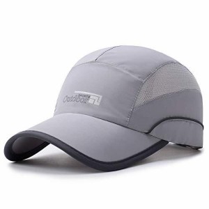 [donghuludongc] メンズキャップ サイズ調整可能 通気性と速乾性のある男性のスポーツ帽子 紫外線対策野球帽 (ライトグレー)