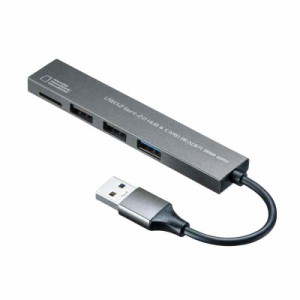 サンワサプライ USB Type-C USB2.0 スリムハブ (USB3.0 カードリーダー付)