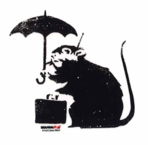 ブランダライズド BANKSY ステッカー 透明素材 XLサイズ (12 Umbrella Rat)