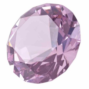 多色透明 水晶 ダイヤモンド 80mm ペーパーウェイト ガラス 文鎮 装飾品【ギフトボックス】 (ピンク)