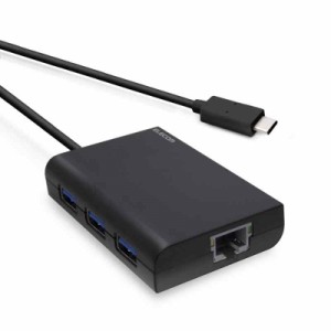 エレコム 有線LANアダプター USB-A (ブラック, タイプC, 【 USB-C 】 USB3.0 ハブ3ポート付)