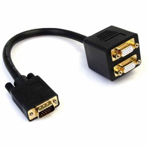  30cm VGAスプリッタ/分配ケーブル 1x VGA(高密度D-Sub15ピン) オス-2x VGA(高密度D-Sub15ピン) メス 分配器 VGASPL1VV