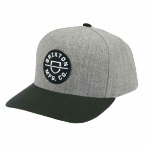 [ブリクストン] キャップ メンズ CREST C MP SNBK CAP 帽子 スナップバック スケーター スケート [品] (ヘザーグレー/ブラック)