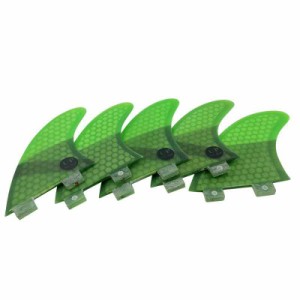 UPSURF サーフボードフィン Double Tabs K2.1サイズ 5枚セット サーフィン surfboard fins (グリーン)