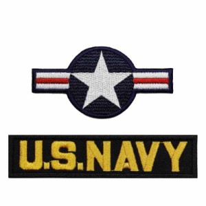 アメリカ軍 ミリタリーパッチ アメリカ 国籍標識 ナショナルスター + NAVY ブラック セット アイロン接着 MA1 フライトジャケット ジャケ