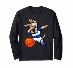 Funny Dabbing Dog Basketball かわいい犬ホンジュラスバスケットボールホンジュラスの旗スポーツ 長袖Tシャツ