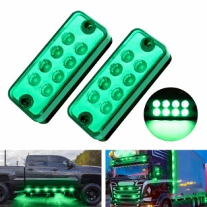 YnGia トラック サイドマーカー 12V 24V 8LED グリーン マーカーランプ 常時点灯 トレーラー トラクター バス RV 軽トラ 車幅灯 路肩灯 