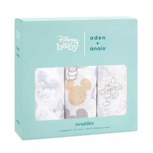 aden + anais(エイデンアンドアネイ) おくるみ  ガーゼ ベビー 【 日本品 aden + anais おくるみ 3枚 セット】 (mickey+minnie)