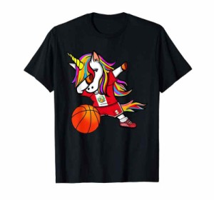 Dabbing Unicorn Basketball かわいいダビングユニコーン ペルー バスケットボール ペルー国旗 Tシャツ