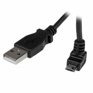  L型上向き microUSBケーブル USB-A(オス) - マイクロ B(オス) 2m USBAUB2MU