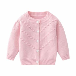 [Baby Nest] ベビー服 女の子 カーディガン 長袖 丸衿 ベビー 赤ちゃん はおりもの 防寒 冷房対策 綿100% ショット丈 ニット 長袖 前開き