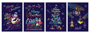 ラゴデザイン クリスマス スクラッチポストカード 4枚セット [日本品]