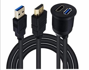 スズキ 新型ジムニー&シエラ 車用 hdmi&usb3.0 延長パネル 防水ケーブル ダッシュボードキッ(USB&HDMI) （1M）