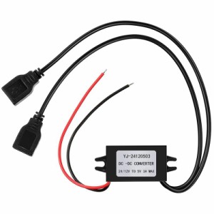 LIKENNY 車用USB電源ポート デュアル DC電圧変換コンバーター 2 USB DC-DC 電力変換器 12V / 24V To 5V 3A 15W ダブル カー コンバータ U