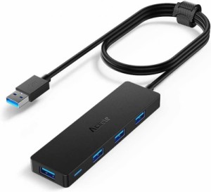 Aceele USB ハブ 4 USB ポート USB 3.0 ウルトラスリム ハブ 60cm 延長ケーブル 在宅勤務 (4ポート)