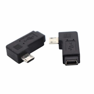 ViViSun【2個セット】 Micro usb to mini usb変換アダプタ Micro(オス) to mini(メス)アダプタ ９０°Ｌ型 (左Ｌ, ブラック)