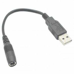 USB→DC(外径5.5φ/内径2.1φ)メス→USB2.0(A：オス)変換ケーブル　55212A-015