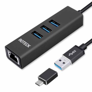 lanポート 有線LAN 変換アダプタ usb3.0 lanハブ 1000Mbps RJ45 4-in-1 イーサネット ハブ USB3.0ポート*3 ウェブ会議対応 Gigabit対応 M