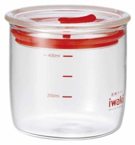 iwaki(イワキ) 耐熱ガラス 密閉容器 キャニスター (09)400ml, レッド)