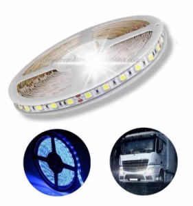 スーパーブライト 24V LED テープライト 防水 5m 5050LED 300SMD トラック 間接照明 室内照明 ネオン 漁船 船舶 (ブルー)