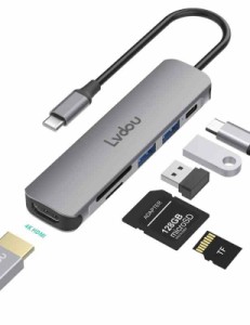 USB C ハブ アダプタ 6-in-1 Lvdou マルチポート USB ハブ Type-C 85W PD充電 4K HDMI Micro SD/SDカードリーダー USB-C 交換アダプタ (