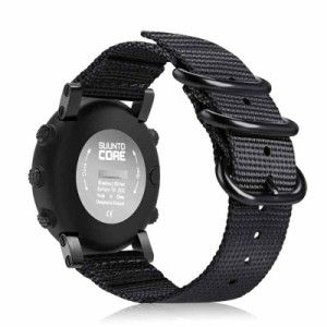 for Suunto Core バンド ベルト スポーツバンド 交換用ストラップ ウォッチベルト ソフト ナイロン製 調節可能 通気 おしゃれ (１ブラッ