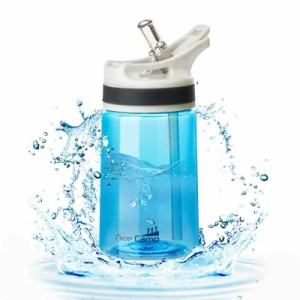 AceCamp BPAフリー 子供 水筒 プラスチック、ストロー付き、TRITAN製 クリアウォーターボトル 350ml (Blue)