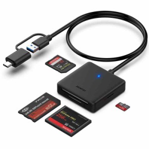 メモリカードリーダーUSB 3.0 BENFEI 4in1 USB-C SD/TF(Micro SD)/ MS/CFカードリーダーアダプター OTG対応 高速転送 同時読み書き iPhon