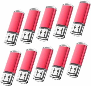 KOOTION USBメモリ10個セット USB2.0 マイクロUSBフラッシュドライブ キャップ式 レッド 10個セット フラッシュメモリ（赤色） (2G)