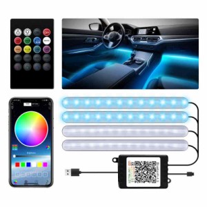 LEDGLE ledテープライト 車用 48LED APPコントロール&リモコン 音に反応 RGB 雰囲気ライト 車内装飾 USB式 10W 全8色に切替 フットランプ