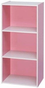 オーヤマ 棚 本棚 カラーボックス 3段 収納ボックス (a)3段, k)ピンク)