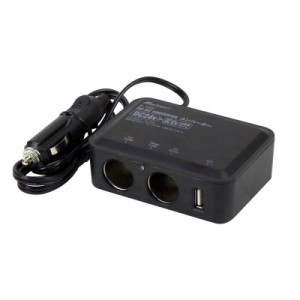 メルテック 車載用 DCDCコンバーター デコデコ 2way(USB&アクセサリーソケット) DC24V ソケット2口3A・USB1口500mA アクセサリーソケット