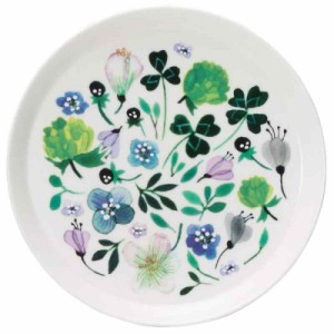NARUMI(ナルミ) プレート 皿 ・エミリア クローバーガーデン 径19cm グリーン 草花 花柄 クローバー かわいい 平皿 電子レンジ温め 食洗