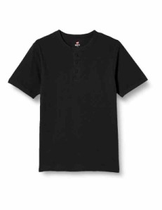 [ヘインズ] Tシャツ 肌に馴染む BEEFY リブヘンリーネックTシャツ アンダーウェア-メンズ HM1-T103 (L, ブラック)