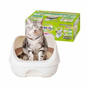 デオトイレ 猫用 トイレ ハーフカバー 本体セット ナチュラルアイボリー おしっこ ペット用品 ユニチャーム