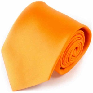 [エーオー レーベル]  30色から選べるシルク光沢ネクタイ（8cm幅ビジネスネクタイ） 無地 (オレンジ/橙色)
