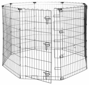 Amazonベーシック 八角形 ペットフェンス 折りたたみ可能 金属製 ゲート付き パネル8枚 150 x 150 x 107cm ブラック