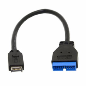 chenyang USB 3.1 Type-E オス フロントパネルヘッダー - USB 3.0 Type-A & Type-C & 20ピン メス延長ケーブル (ブラックタイプEオスから