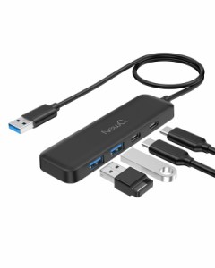 デュアル USB C USB A 3.0 ハブ、長さ 2 フィートのケーブル、USB-C 2 個と USB-A 2 個付き、ラップトップ、PS4、フラッシュ ドライブ、H