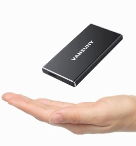 Vansuny SSD 外付け USB3.2 Gen1 読込速度500Mb/s PS5/PS4メーカー動作確認済 コンパクト外付けSSD 超高速 超小型 超薄型(ブラック） (25