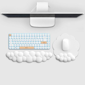 キーボードリストレスト マウスパッドリストレスト付き 面白い雲のデザインマウスマット PUレザー 低反発 手首クッション パームレスト 