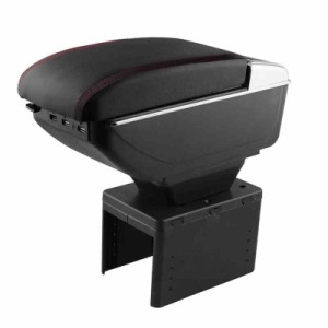 Sporacingrts アームレスト 車肘置き 肘掛け USB端子付け 車用収納ボックス 汎用 多機能 レッドステッチ