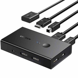 HDMI KVM切替器 2入力1出力 キーボード、マウス、モニターを共有 PC2台用 4K@60Hz USB2.0 4ポート 切替器 HDMI2.0専用 ドライバー不要 