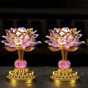 蓮花 蓮の花 造花 瑠璃 光る蓮の花 仏花 ロータス 蓮華 2個セット USB LED はすはな インテリア照明 お盆 仏具 仏壇 仏前 法事 法要 お彼